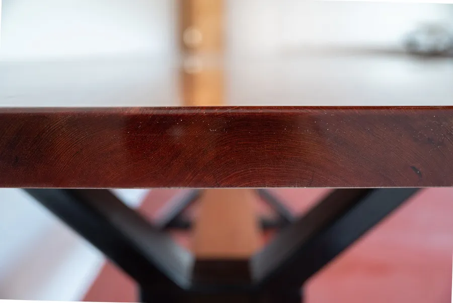 Ancient Redwood Epoxy Finish Slab Table (Options: 11' L, 34" W, 2" Tabletop Thickness, Standard Steel Legs).