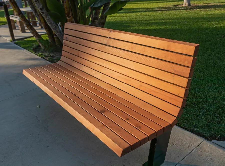 Boomerang Bench (Options: 5ft L, Douglas, No Engraving, Transparent Premium Sealant).