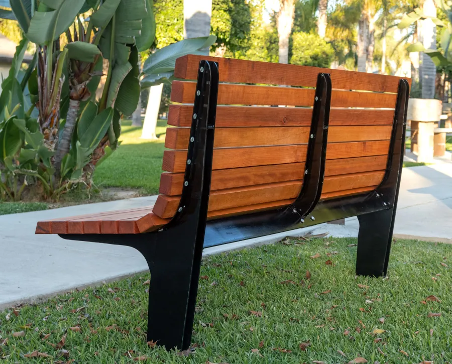 Boomerang Bench (Options: 5ft L, Douglas, No Engraving, Transparent Premium Sealant).