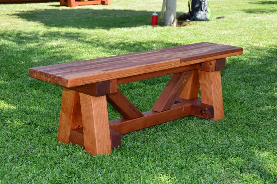 Bench for the Classic Redwood Patio Table (Options: Mosaic Redwood, Transparent Premium Sealant).
