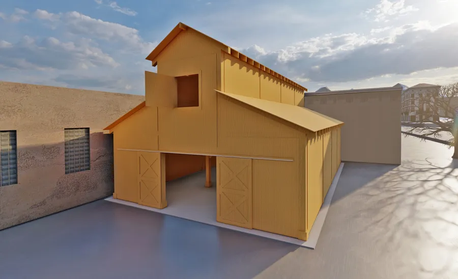 Heavenly Horse Barndominium (Options: 41' L x 32' W). Image shown is a scaled rendering.
