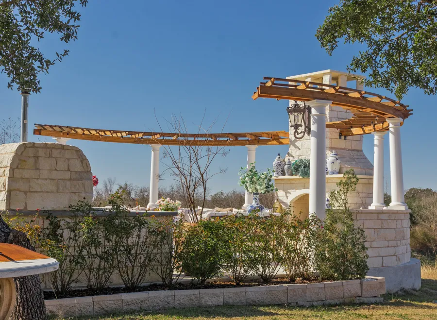 Sky Arbor (Options: 8ft L, 3ft W , No Privacy Panels, Douglas-Fir, No Electrical Wiring Trim Kit, 3-Post Anchor Kit for Concrete, Transparent Premium Sealant). Photo shows 2 structures, same dimensions.