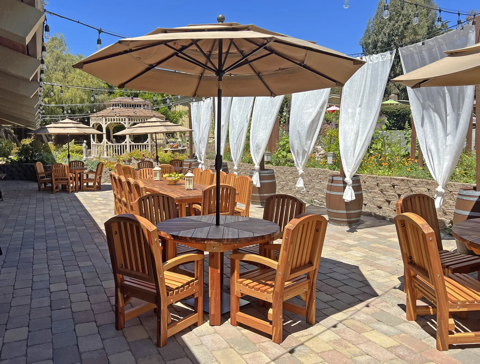 Sunset Patio Table, Mosaic Redwood, in Carmel Valley, CA