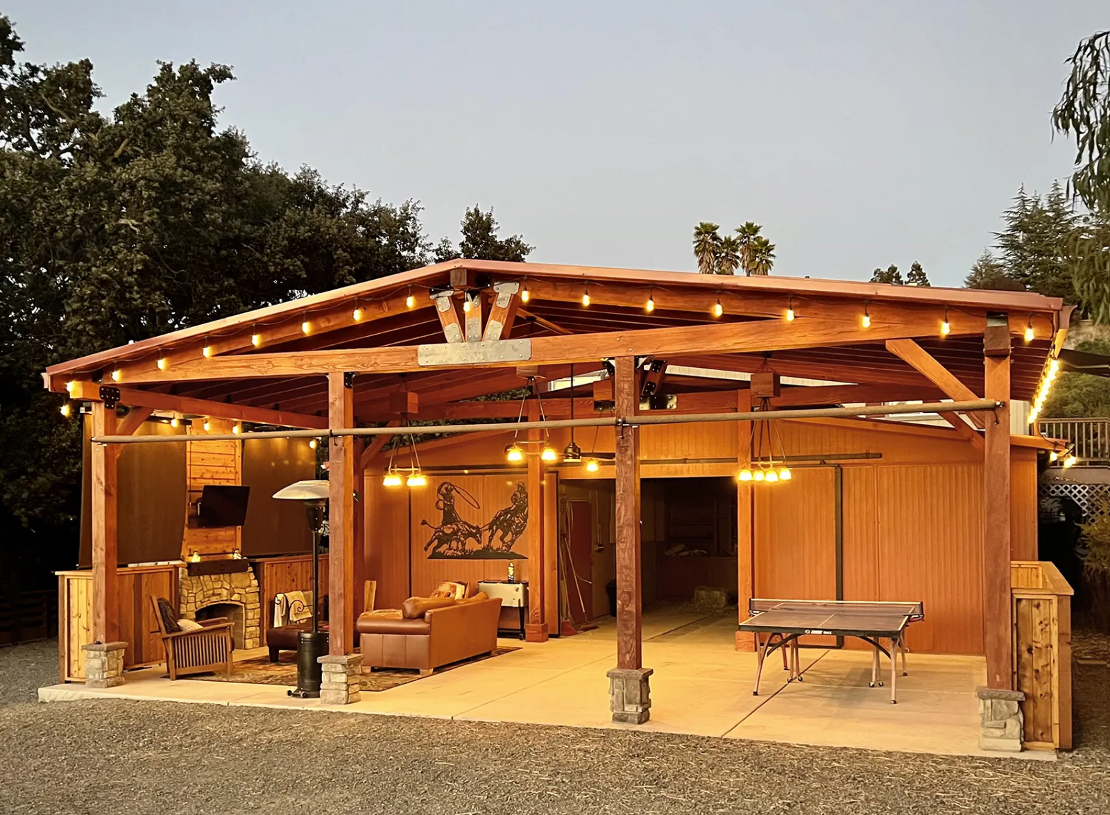 Custom Thick Timber Toledo Wood Pavilion, 20' L x 33' W, Douglas-fir, in San Ramon, CA