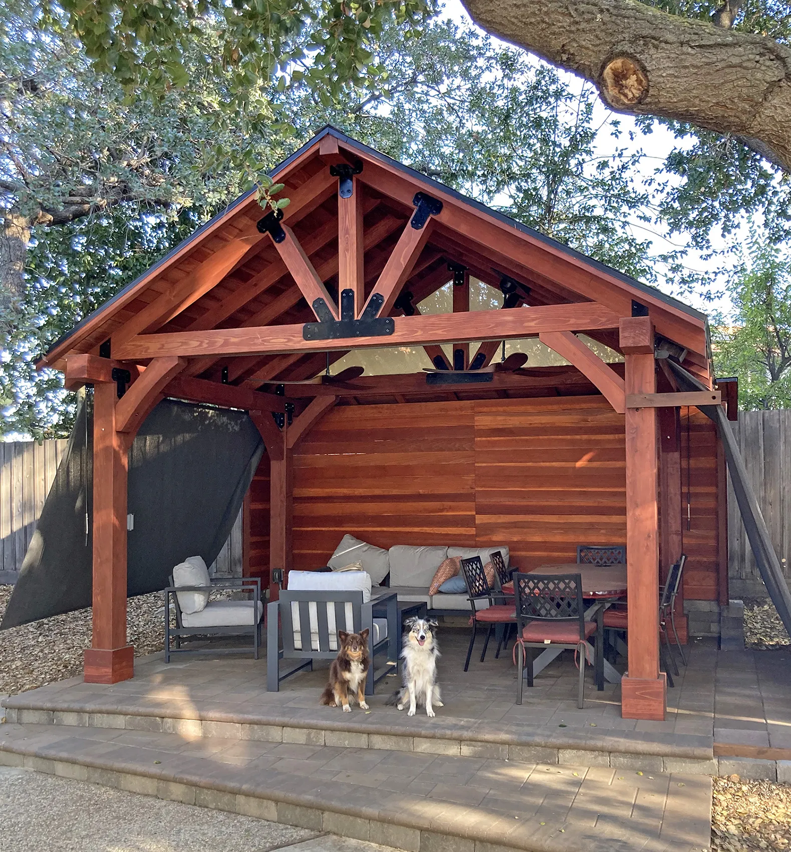 Thick Timber Toledo Wood Pavilion, 12' L x 16' W, California Redwood, in San Jose, CA