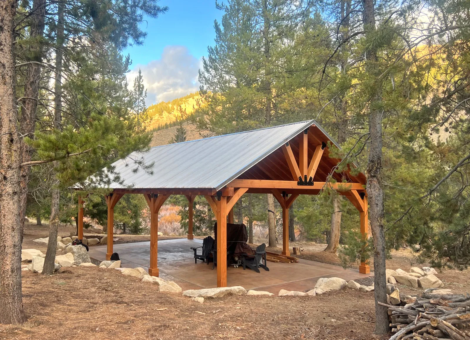 Thick Timber Toledo Wood Pavilion, 40' L x 24' W, Douglas-fir, in Fairfield, ID