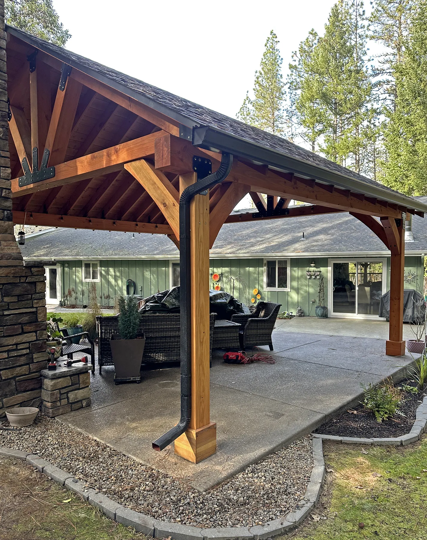 Thick Timber Toledo Wood Pavilion, 20' L x 20' W, Douglas-fir, in Grants Pass, Oregon