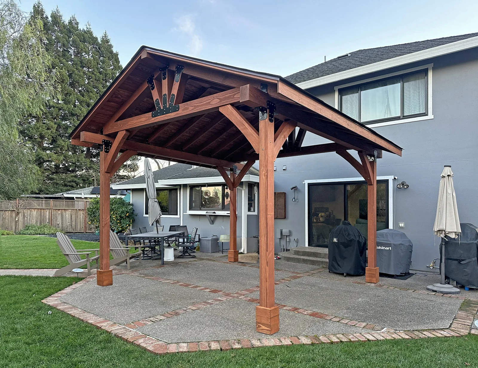Thick Timber Toledo Wood Pavilion, 16' L x 16' W, Douglas-fir, in Novato, CA