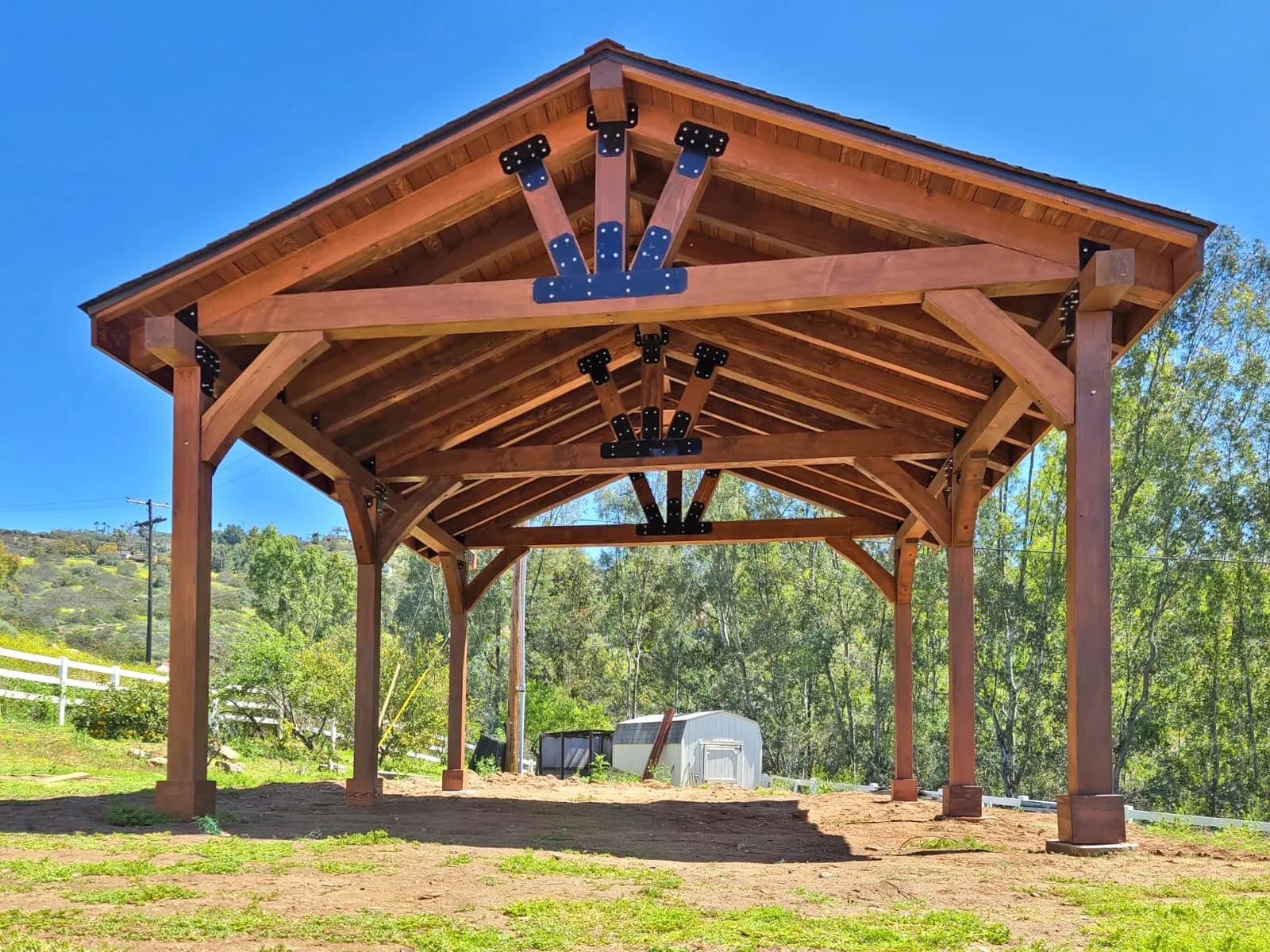 Thick Timber Toledo Wood Pavilion, 24' L x 20' W, Douglas-fir, in Poway,CA