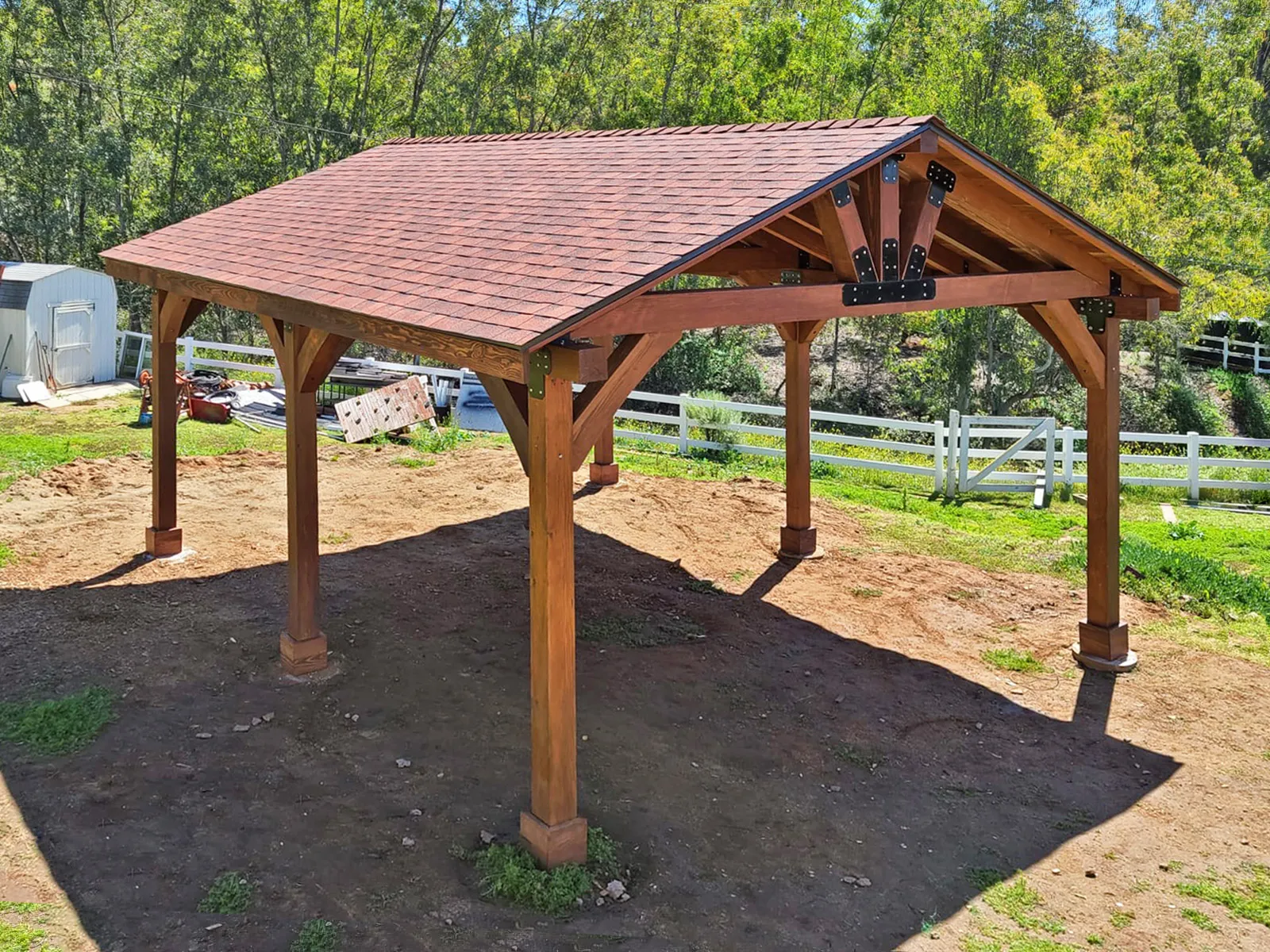Thick Timber Toledo Wood Pavilion, 24' L x 20' W, Douglas-fir, in Poway,CA