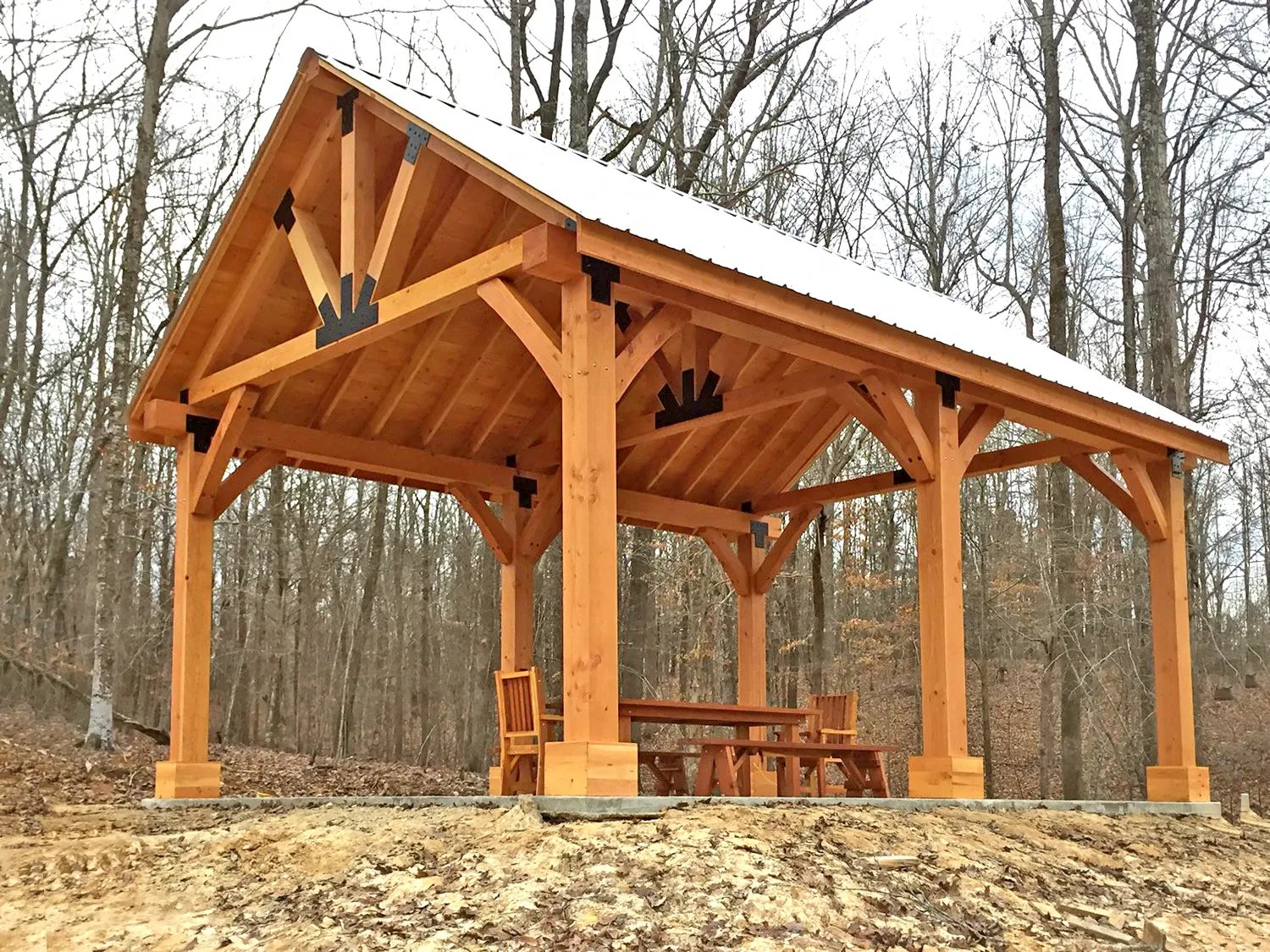 Thick Timber Toledo Wood Pavilion, 26' L x 20' W, Douglas-fir, in Thaxton, MS