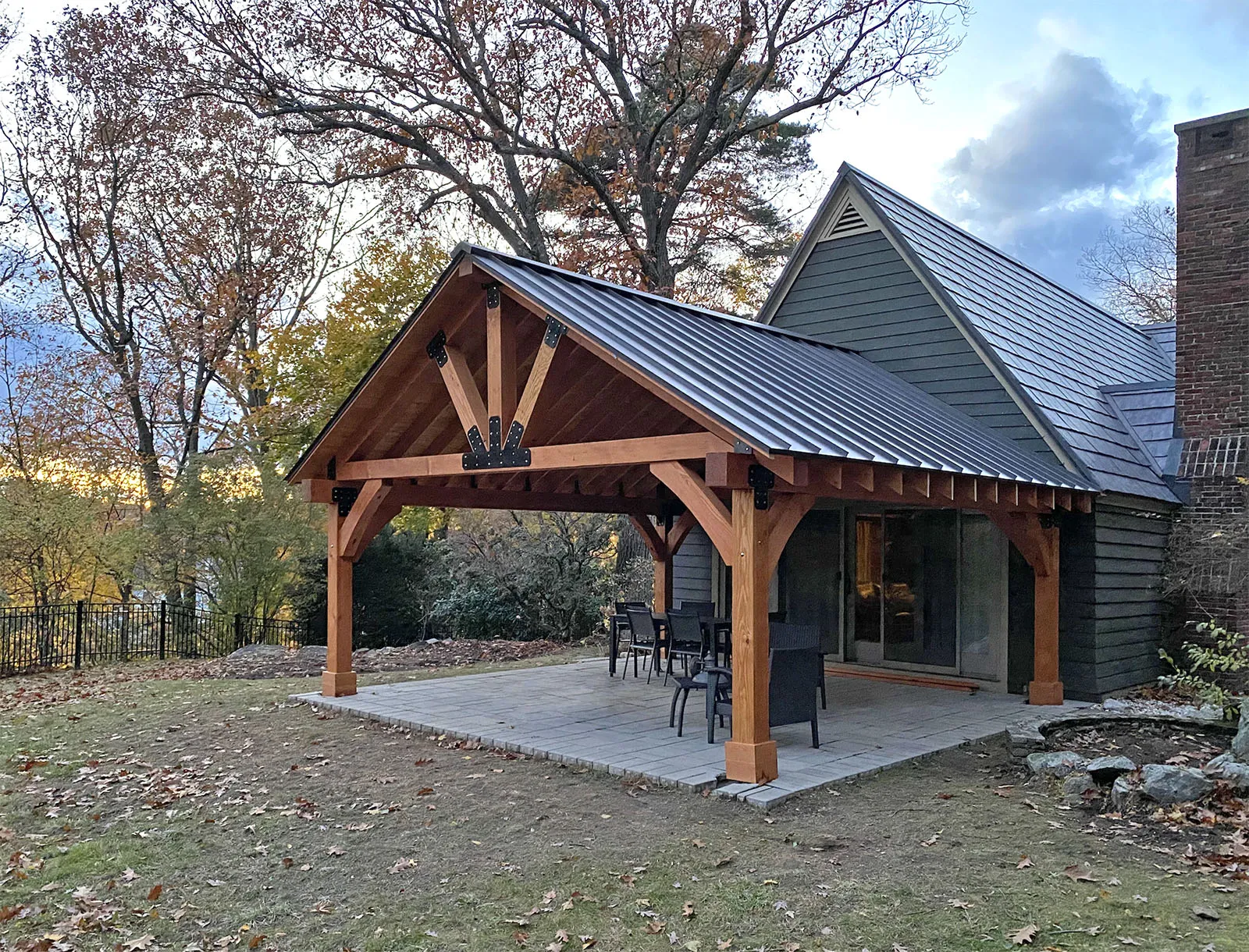 Thick Timber Toledo Wood Pavilion, 20' L x 20' W, Douglas-fir, in Winchester, Massachusetts
