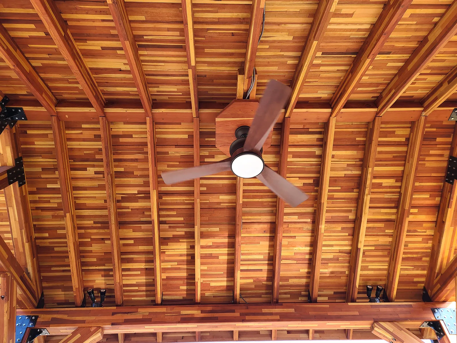 Thick Timber Toledo Wood Pavilion, 16' L x 14' W, Mosaic Redwood, in Rogers, Arkansas