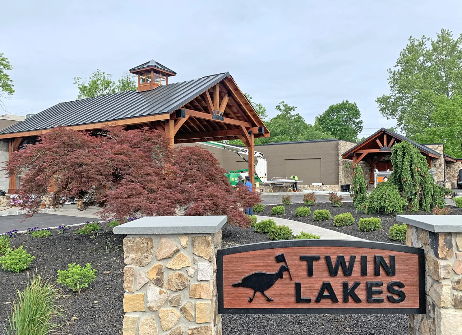 Thick Timber Toledo Wood Pavilions, 44' L x 25' W, California Redwood, in Allentown, Pennsylvania