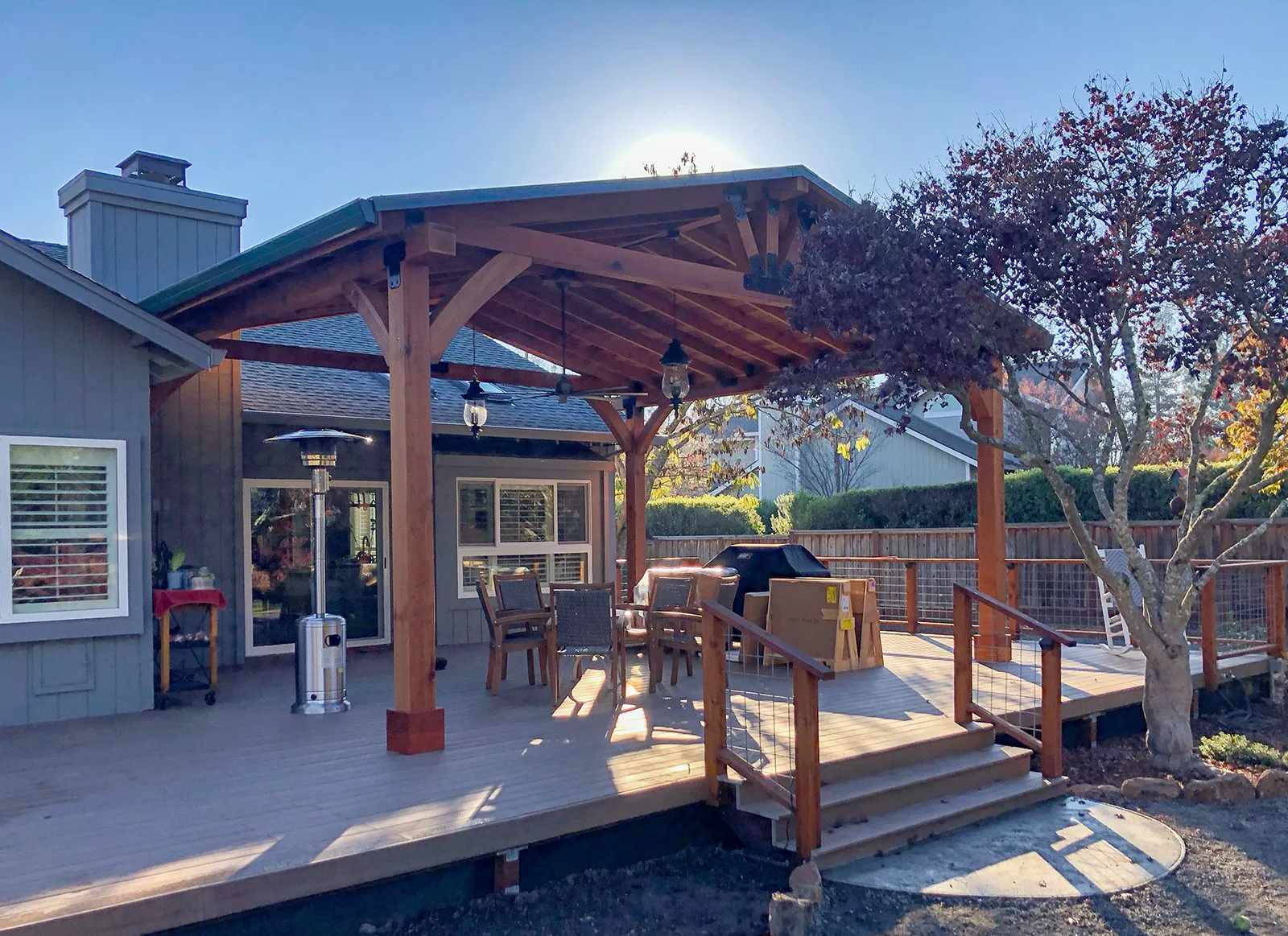 Thick Timber Toledo Wood Pavilions, 20' L x 24' W, California Redwood, in Santa Rosa, CA