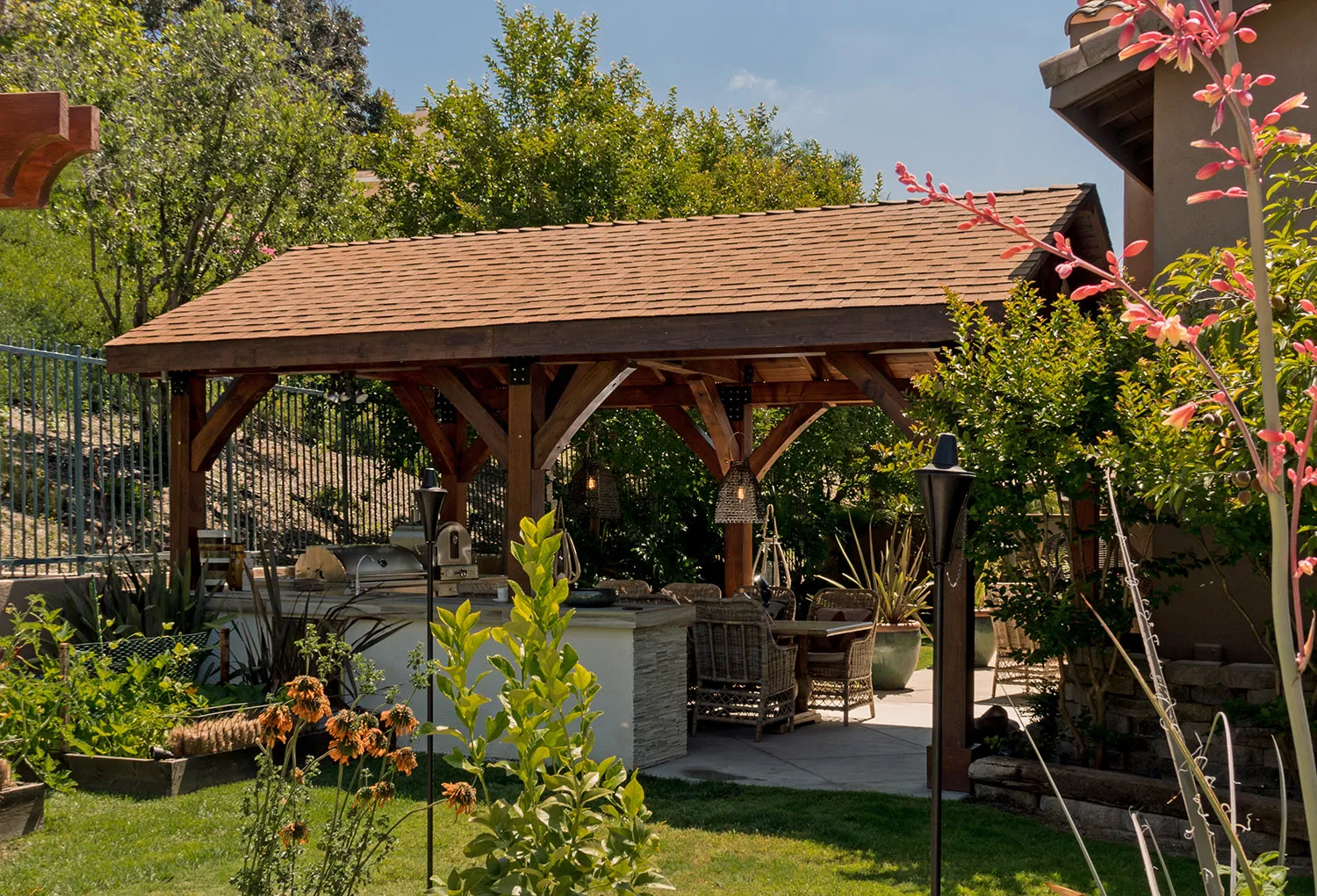 Thick Timber Toledo Wood Pavilions, 22' L x 14' W, Douglas-fir, in Foothills Ranch, California