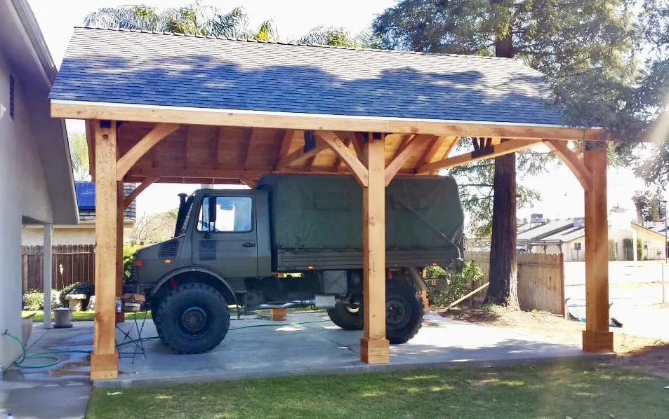 Thick Timber Toledo Wood Pavilions, 27' L x 25' W, Douglas-fir, in Kingsburg, CA