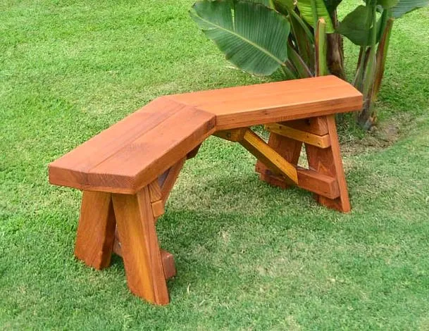 V-Wing Benches (Options: 51 1/2 inches, Redwood, No Engraving, Transparent Premium Sealant).