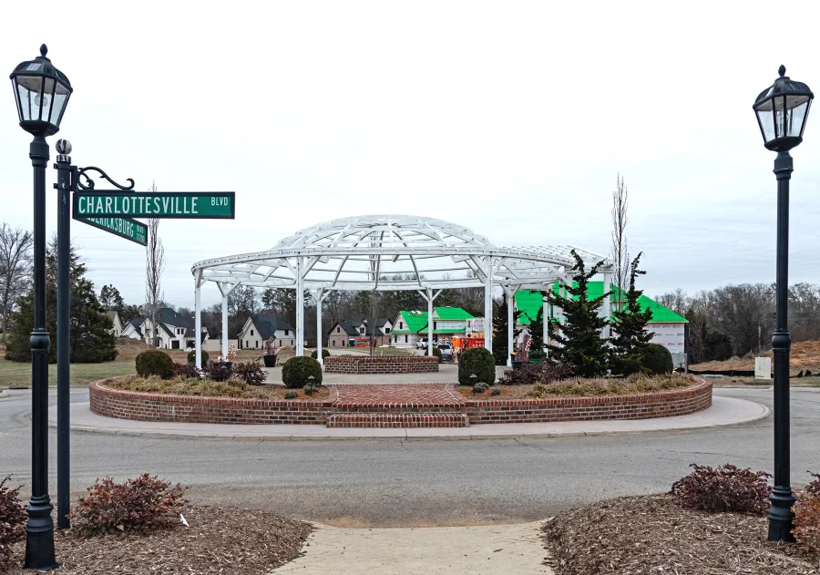 Custom Wooden Dome Pergola (Options: 40' Diameter, Mature Redwood, 12-Post Anchor Kit for High-Wind, Off-White Oil-Based Primer and Kilz White Finish). Photo Courtesy of S. Hobson of Knoxville, Tennessee.