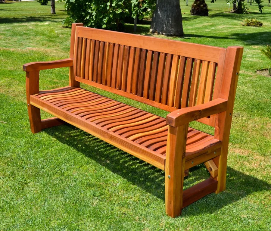 Ti Amo Benches (Options: 6 ft, California Redwood, No Cushion, No Engraving, Transparent Premium Sealant).