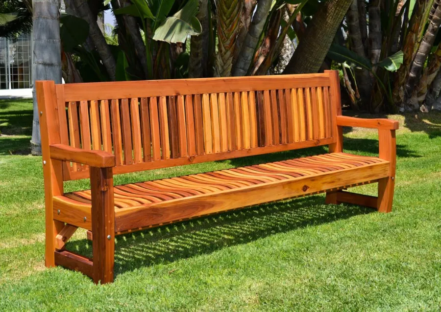 Ti Amo Benches (Options: 8 ft, California Redwood, No Cushion, No Engraving, Transparent Premium Sealant).