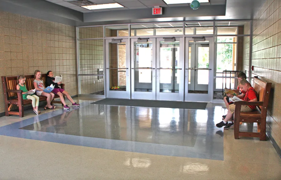 Ti Amo Benches (Options: 5 ft, California Redwood, No Cushion, No Engraving, Transparent Premium Sealant). Photo Courtesy of Saint Mary School. 