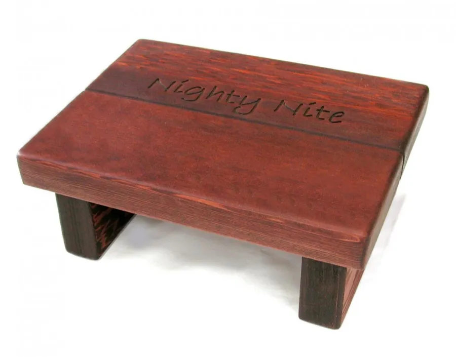 Tiny Wood Foot Stool (Options: Old-Growth Redwood, 5 3/4 " H, Engraving, Cherry Stain)