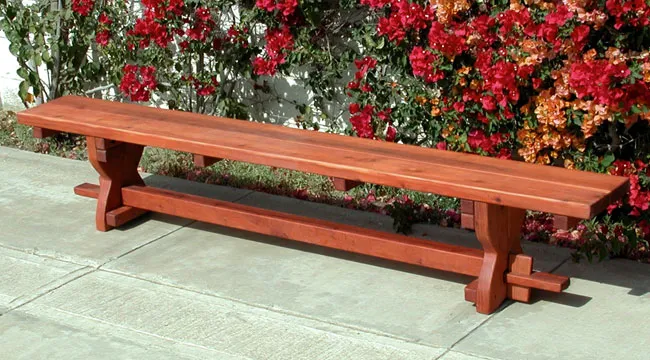 Trestle Natural Wood Outdoor Table (Options: 8' L, Mature Redwood, Transparent Premium Sealant).