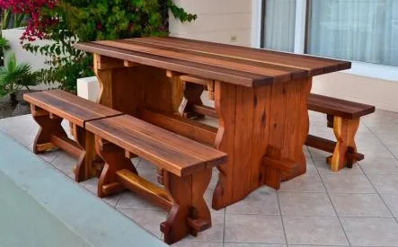 Trestle Natural Wood Outdoor Table