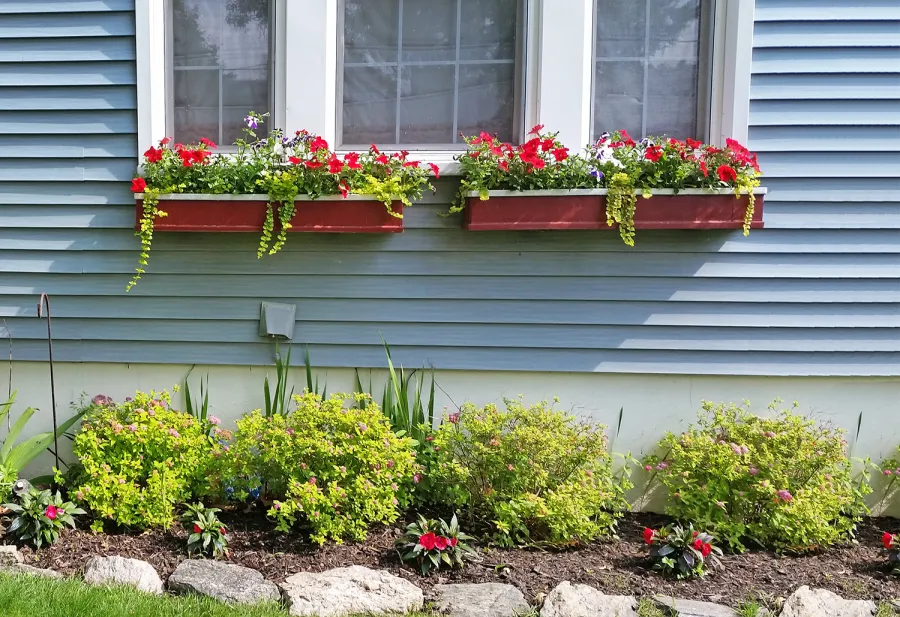 Window Box Planters (Options: 24" L, 9" W, 9" H, Redwood, Add Steel Hangers, No Railing Strips, Custom Finish).