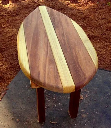 Wood Surfboard Coffee Table (Options: 30" x 18", Old-Growth Redwood and Douglas-Fir, 18" H, Transparent Premium Sealant).