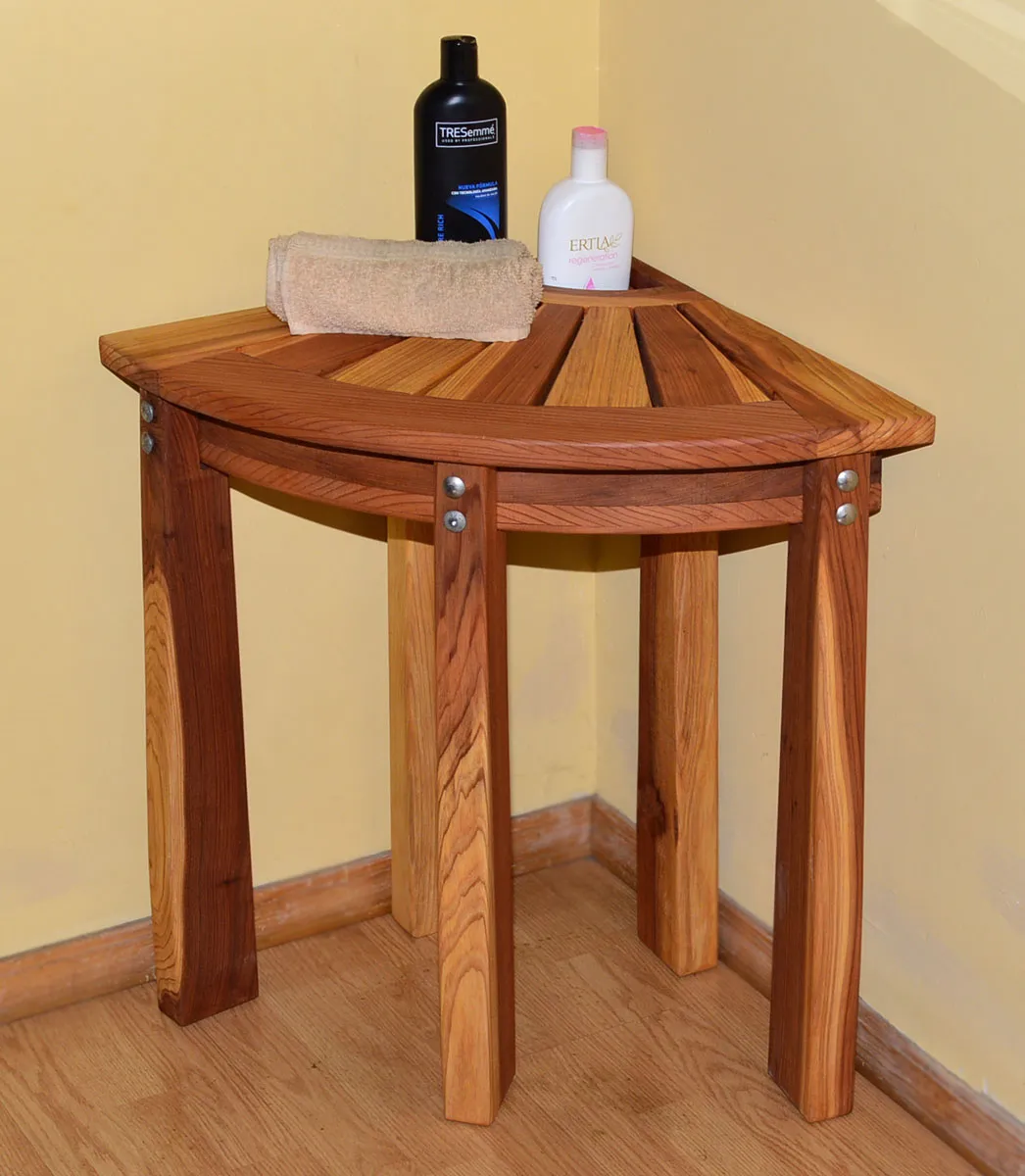 Wooden Corner Shower Bench