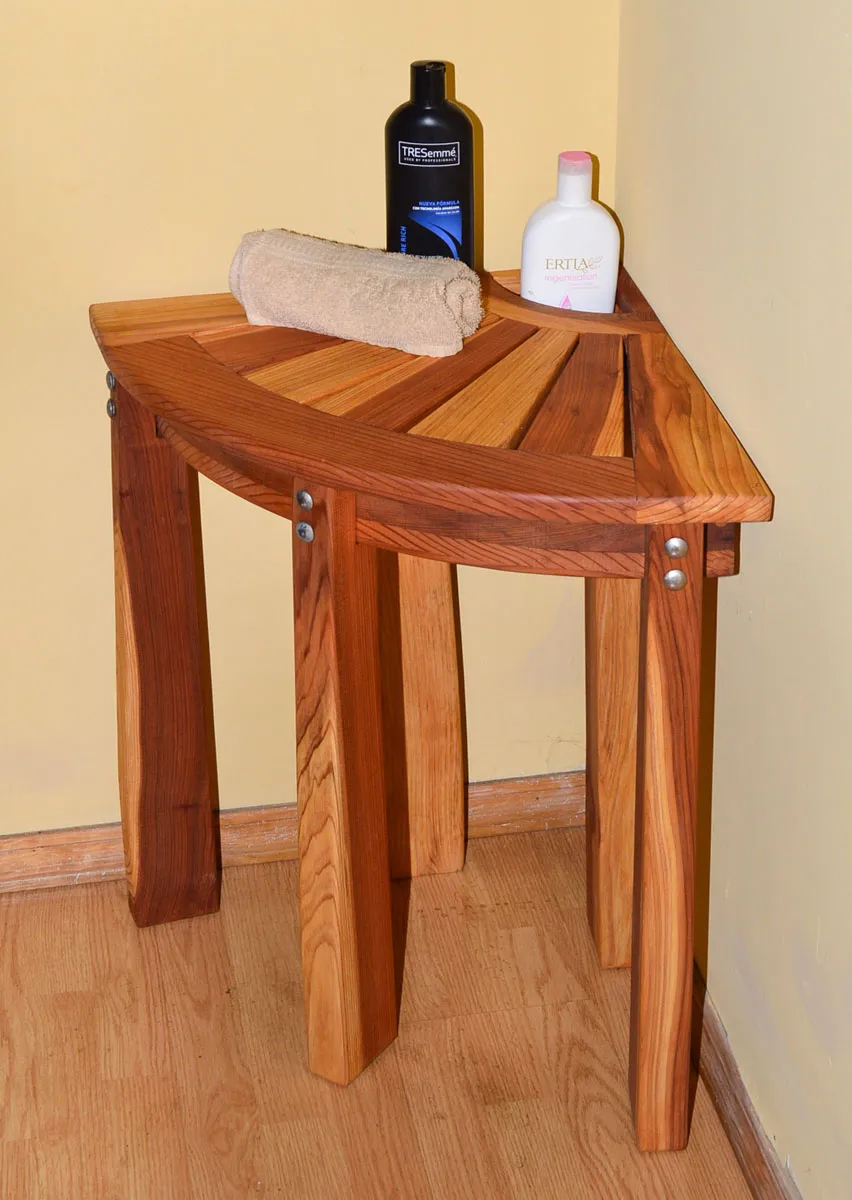 Wooden Corner Shower Bench