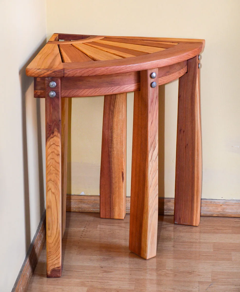 Wooden Corner Shower Bench