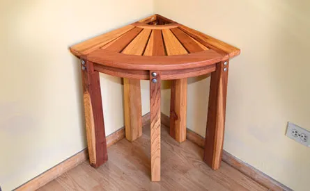Wooden Corner Shower Bench