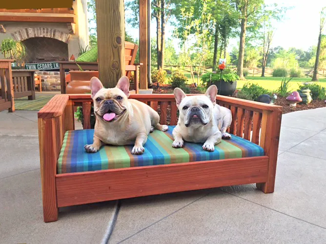 Wooden Pets Bed (Options: California Redwood, Custom Cushion).