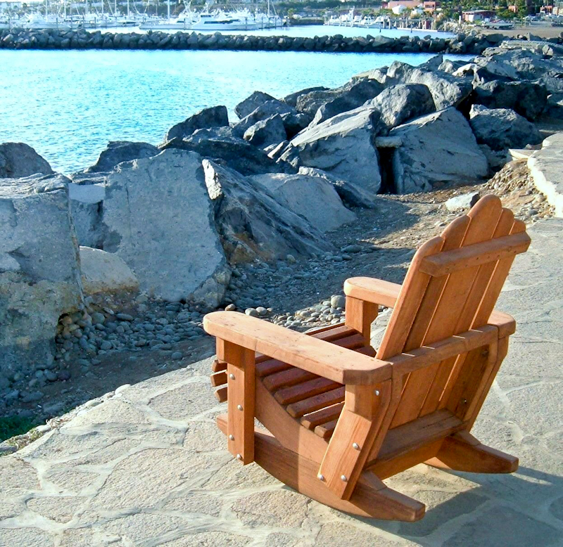 Redwood Adirondack Rocking Chair, Durable Wooden Rocker