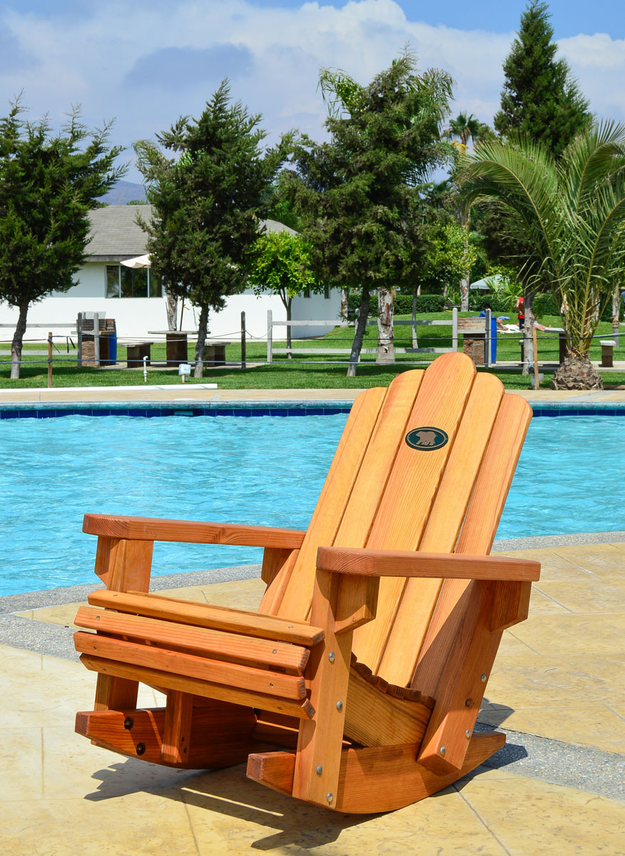 Redwood Adirondack Rocking Chair, Durable Wooden Rocker