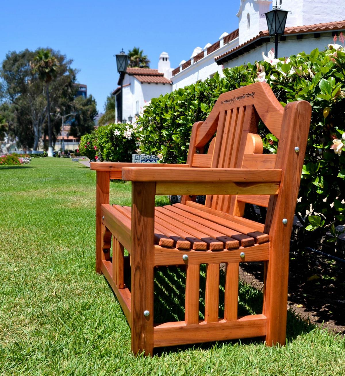 Engraved wooden benches outdoor clearance