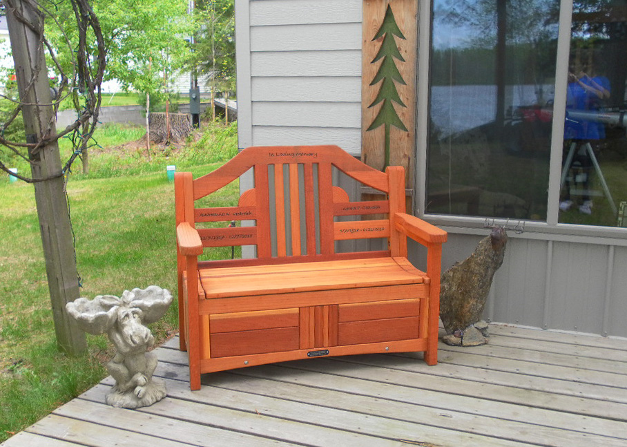 Outdoor garden bench with discount storage