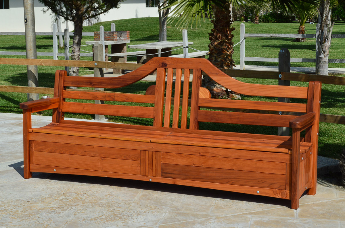 Redwood Storage Bench Custom Outdoor Wooden Storage