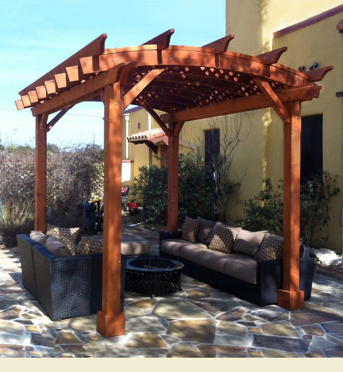 Arched Pergola Kits Redwood Arched Garden Pergolas