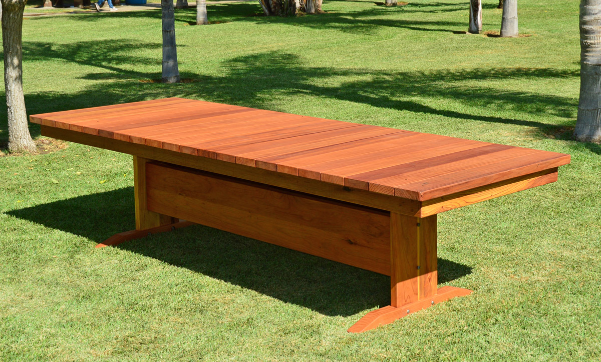 Outdoor Redwood Dining Table, Custom Made to Order Tables