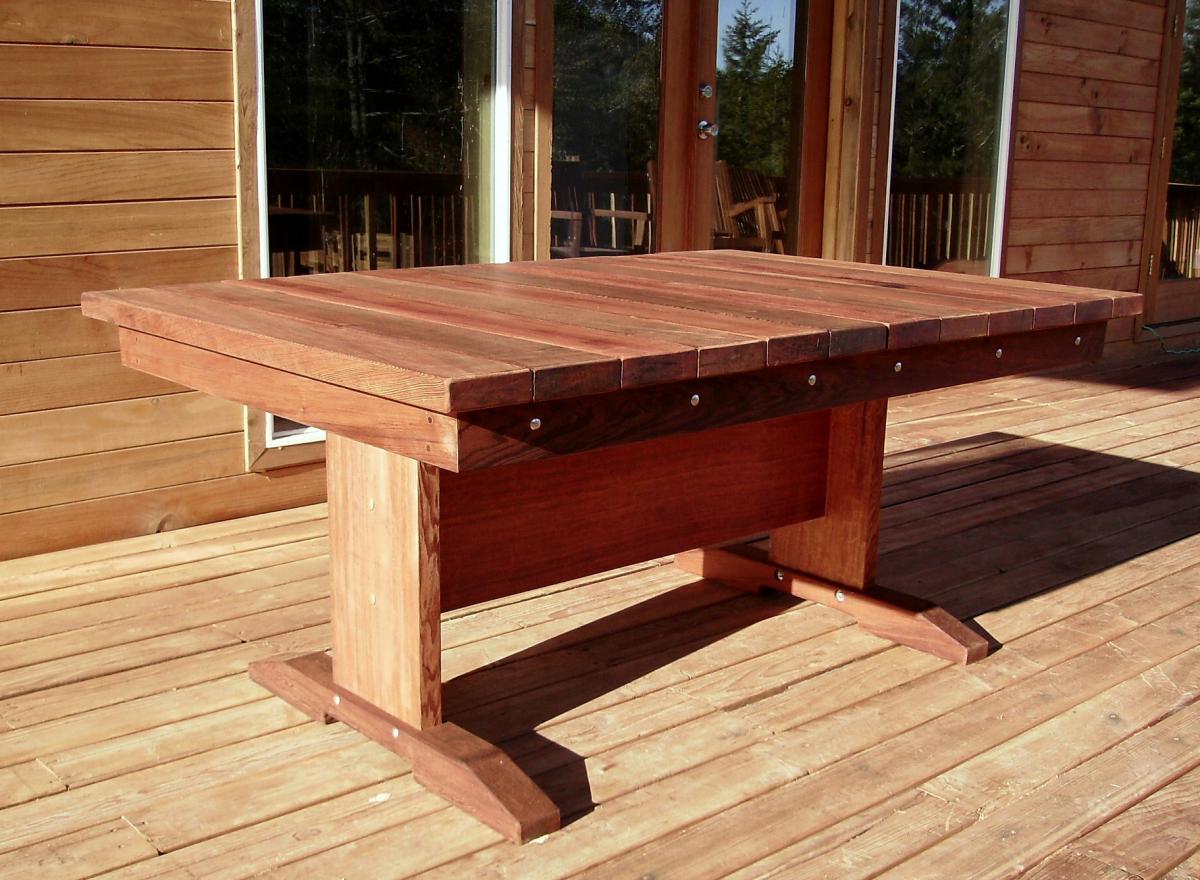 Outdoor Redwood Dining Table, Custom Made to Order Tables