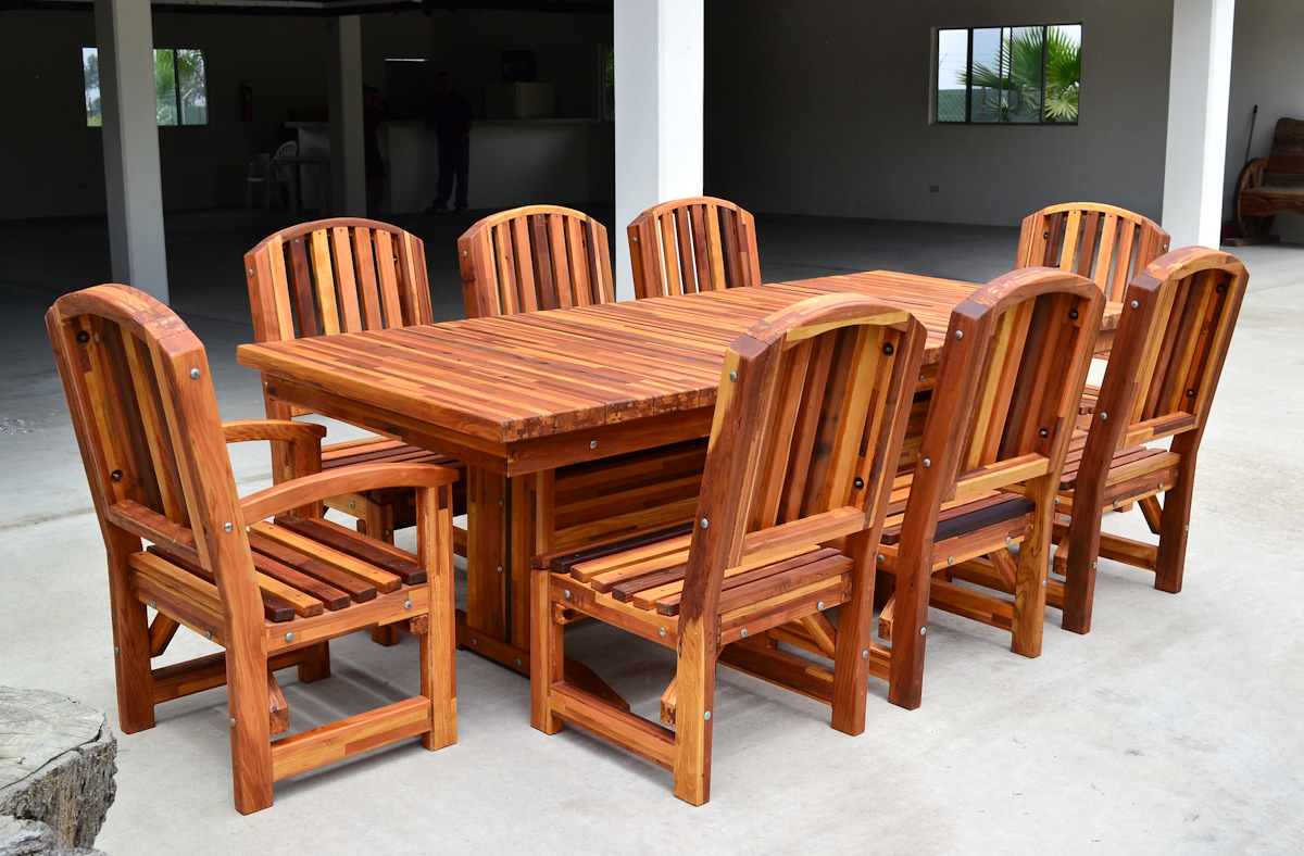 Redwood dining table and deals chairs