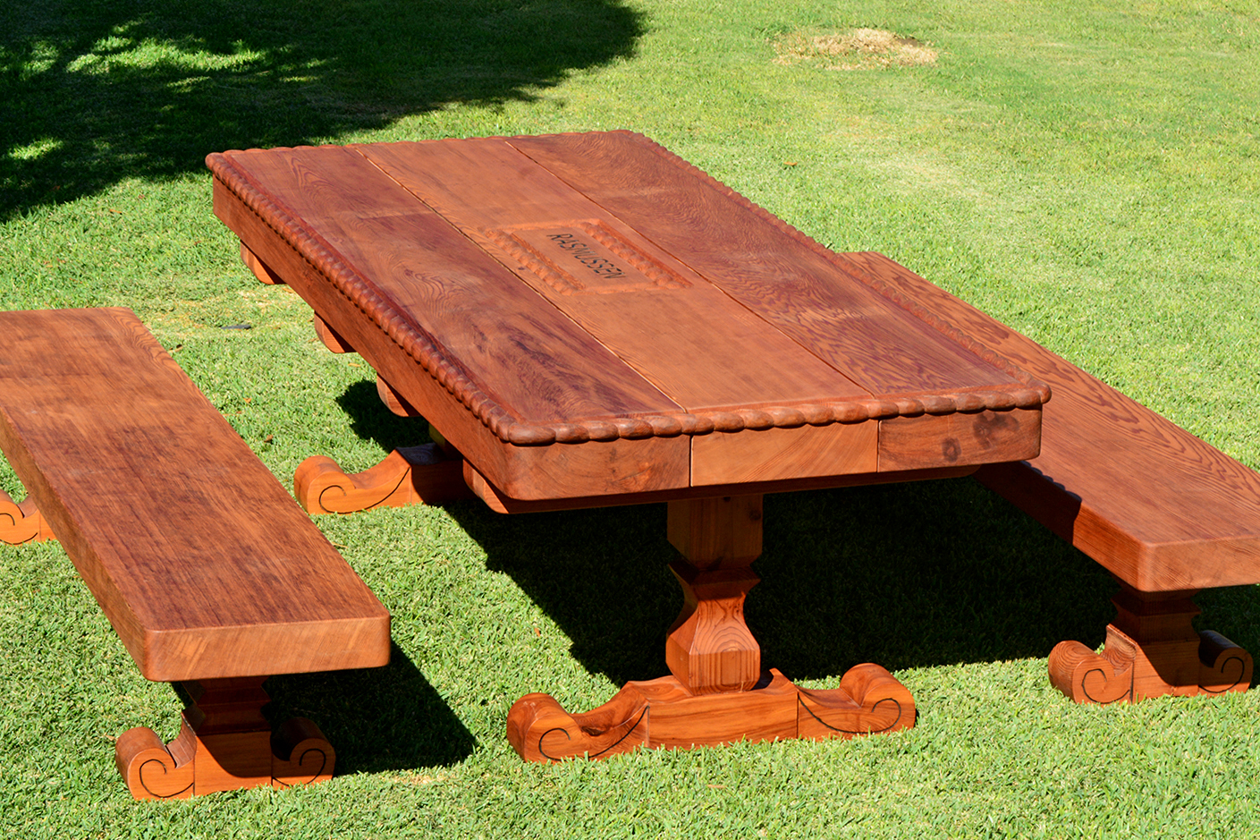 Outdoor Redwood Dining Table, Custom Made to Order Tables