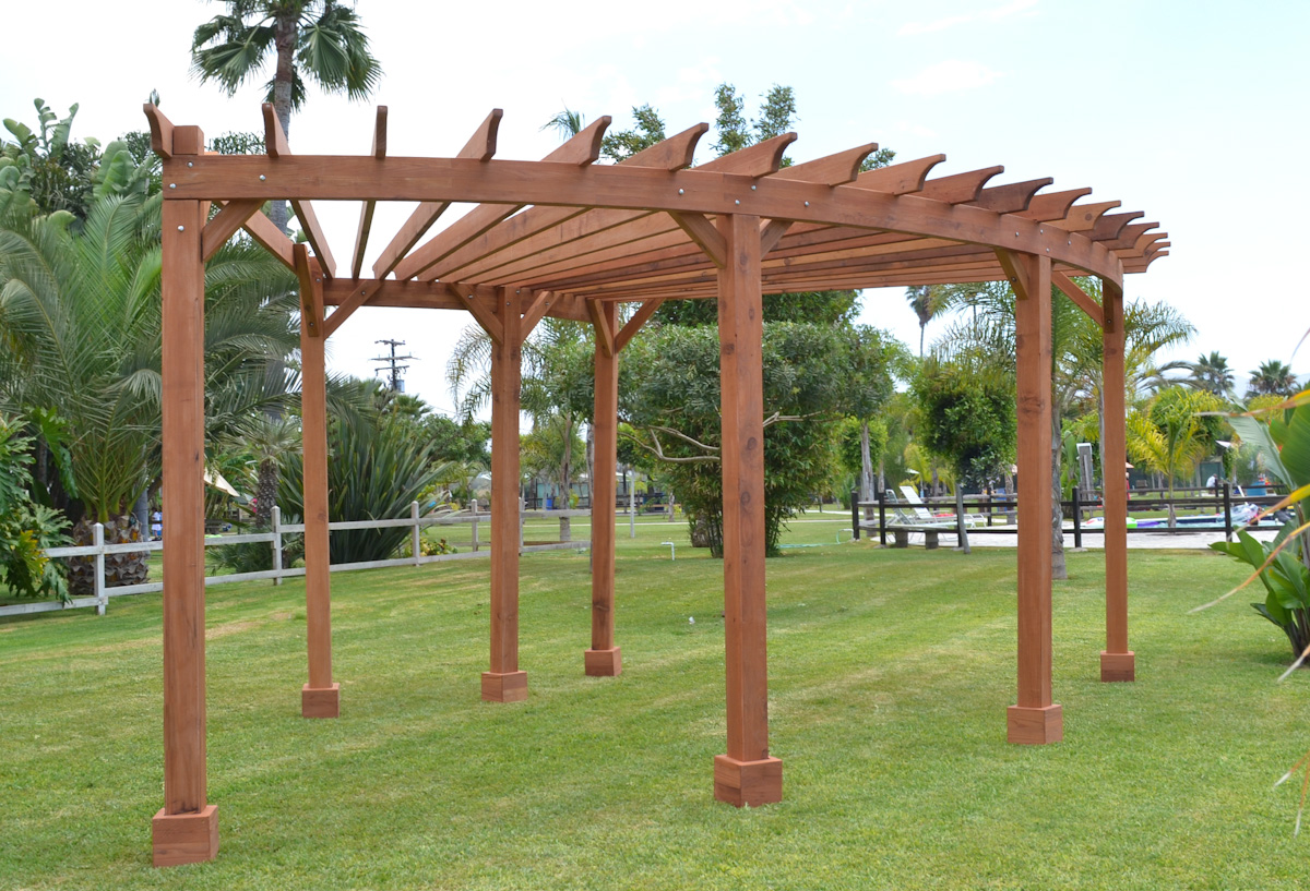 Corner Pergola: Fan Shaped Wood Pergola Kit for Sale