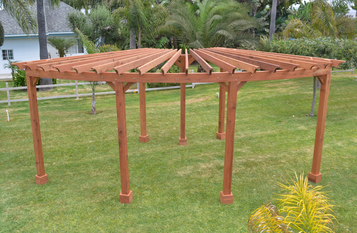 Corner Pergola Fan Shaped Wood Pergola Kit for Sale