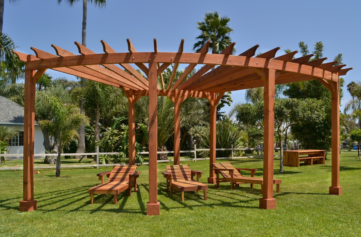Corner Pergola Fan Shaped Wood Pergola Kit for Sale