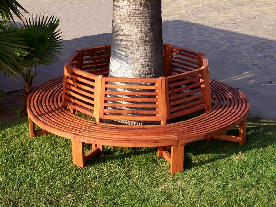 Outdoor Wood Tree Bench Forever Redwood